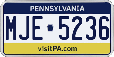 PA license plate MJE5236