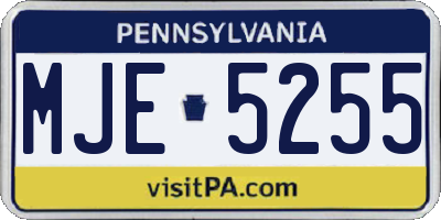PA license plate MJE5255