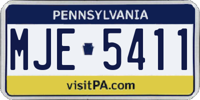 PA license plate MJE5411
