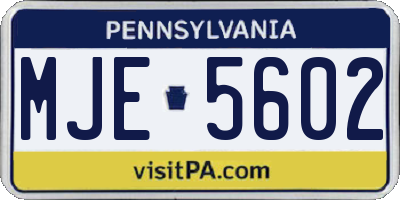PA license plate MJE5602