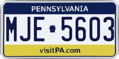 PA license plate MJE5603