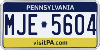 PA license plate MJE5604
