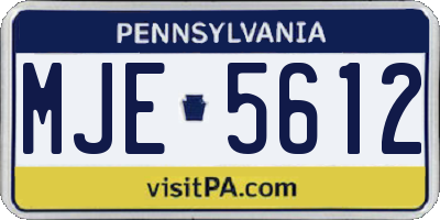 PA license plate MJE5612