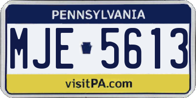 PA license plate MJE5613