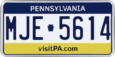 PA license plate MJE5614