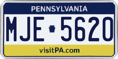 PA license plate MJE5620