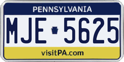 PA license plate MJE5625