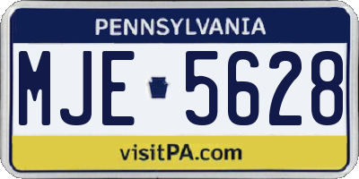 PA license plate MJE5628