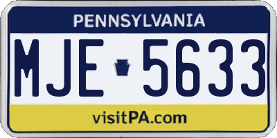 PA license plate MJE5633