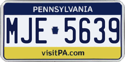 PA license plate MJE5639