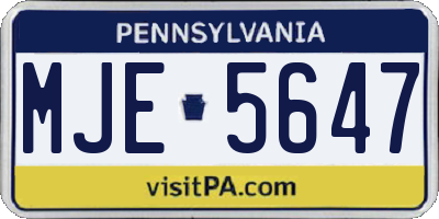 PA license plate MJE5647
