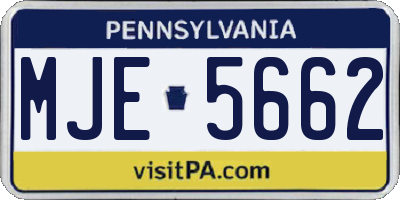 PA license plate MJE5662