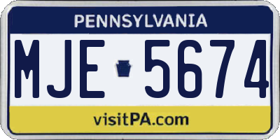 PA license plate MJE5674