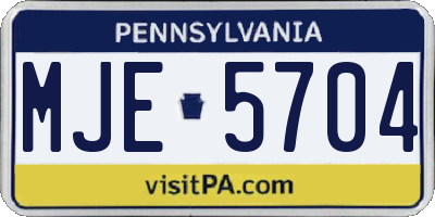 PA license plate MJE5704