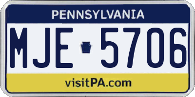 PA license plate MJE5706