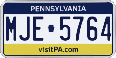 PA license plate MJE5764