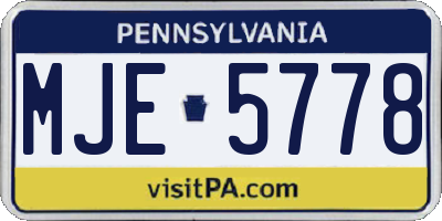 PA license plate MJE5778