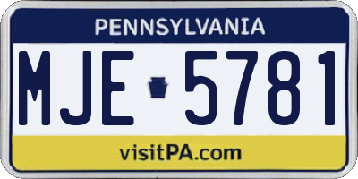PA license plate MJE5781