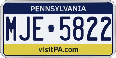 PA license plate MJE5822