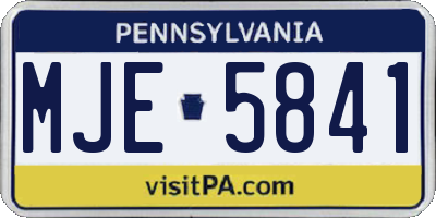 PA license plate MJE5841