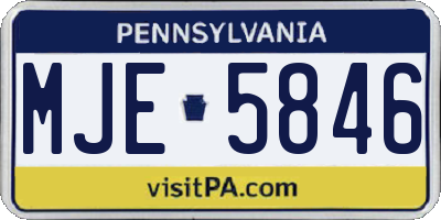 PA license plate MJE5846