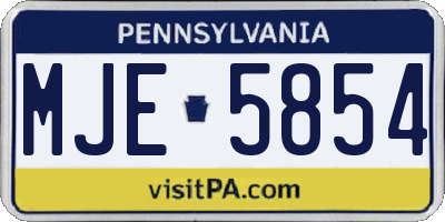 PA license plate MJE5854