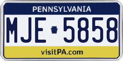 PA license plate MJE5858