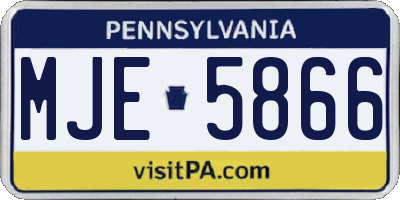 PA license plate MJE5866