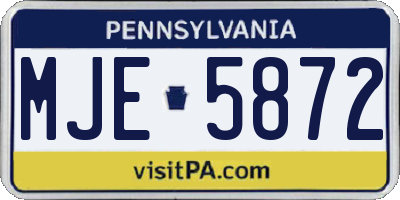PA license plate MJE5872