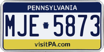 PA license plate MJE5873
