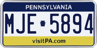 PA license plate MJE5894