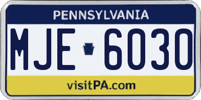 PA license plate MJE6030