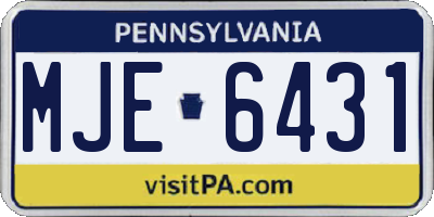 PA license plate MJE6431