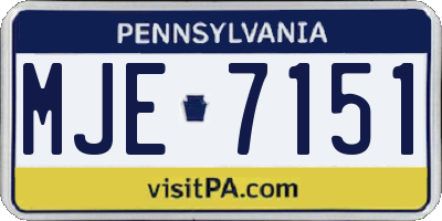 PA license plate MJE7151