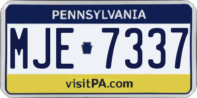 PA license plate MJE7337