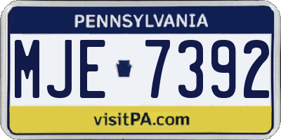 PA license plate MJE7392
