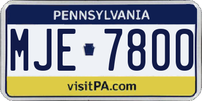 PA license plate MJE7800