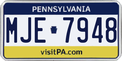 PA license plate MJE7948
