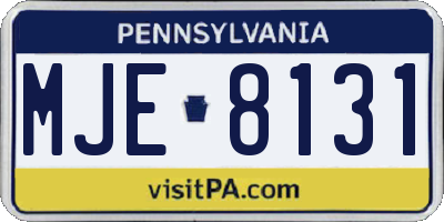 PA license plate MJE8131