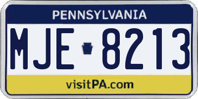 PA license plate MJE8213