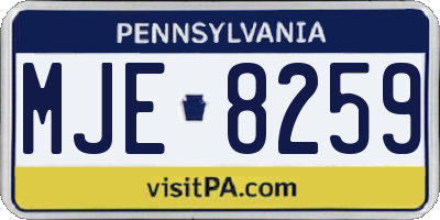 PA license plate MJE8259