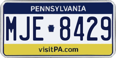 PA license plate MJE8429