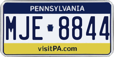 PA license plate MJE8844