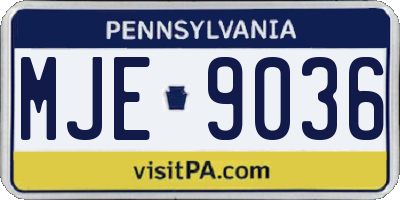 PA license plate MJE9036