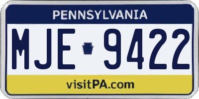 PA license plate MJE9422