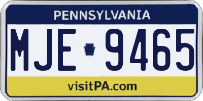 PA license plate MJE9465