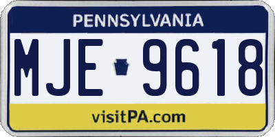 PA license plate MJE9618