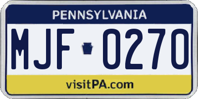 PA license plate MJF0270