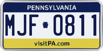 PA license plate MJF0811