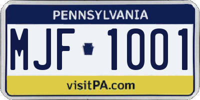 PA license plate MJF1001
